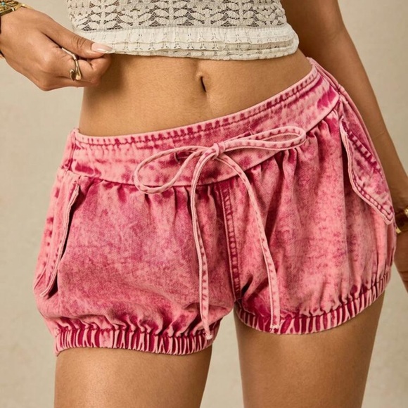 Easelle Women's Self-Tie Waist Casual Versatile Denim Shorts